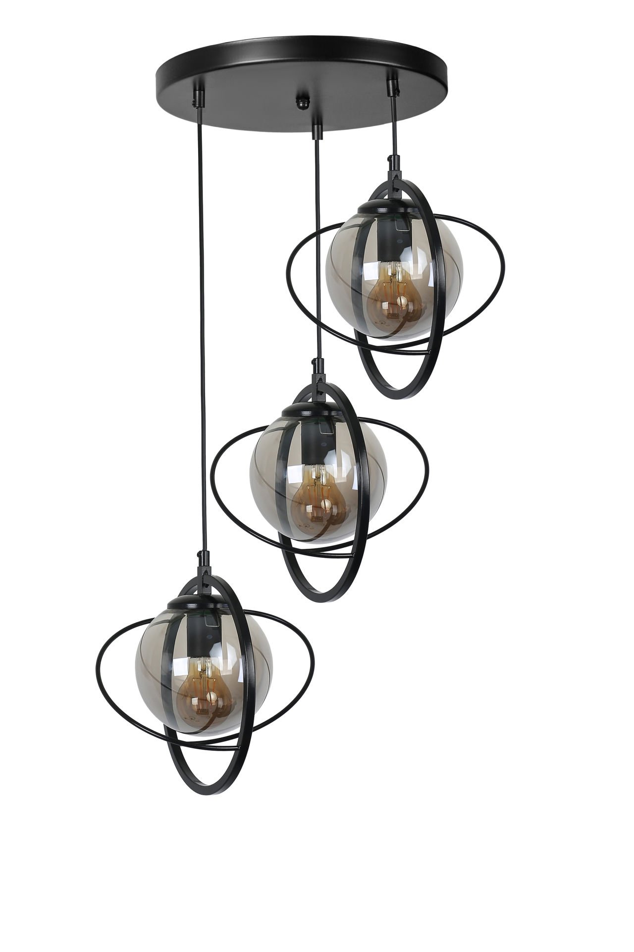 NEPAL 3 LÜ TEPSİLİ SİYAH FÜME CAMLI SARKIT