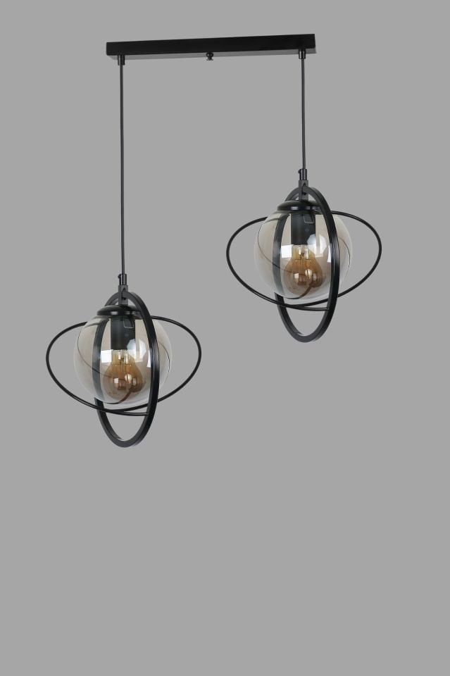 NEPAL 2 Lİ SIRALI SİYAH FÜME CAMLI SARKIT