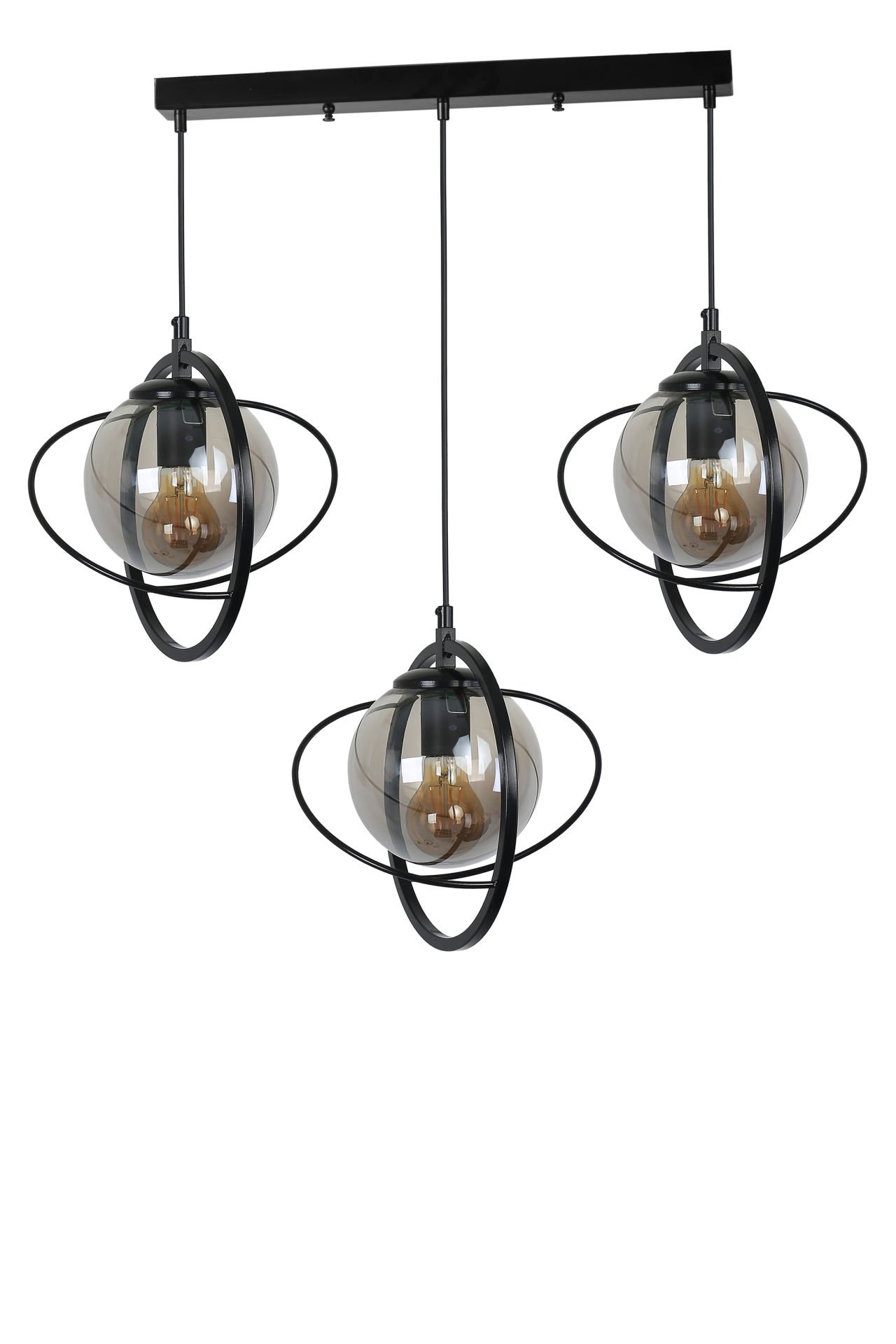 NEPAL 3 LÜ SIRALI SİYAH FÜME CAMLI SARKIT