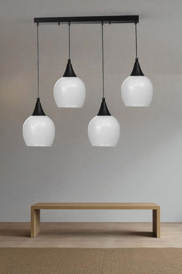 ENZO 4 LÜ SIRALI SİYAH BEYAZ CAMLI SARKIT