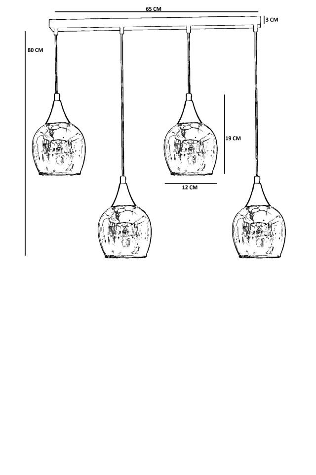 ENZO 4 LÜ SIRALI SİYAH BEYAZ CAMLI SARKIT