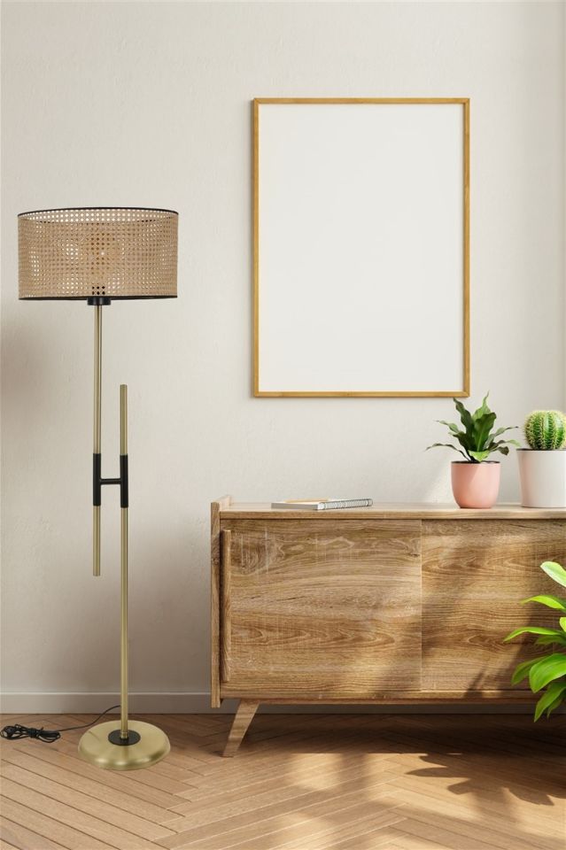 FELİX ESKİTME LAMBADER SİLİNDİR RATTAN ABAJURLU