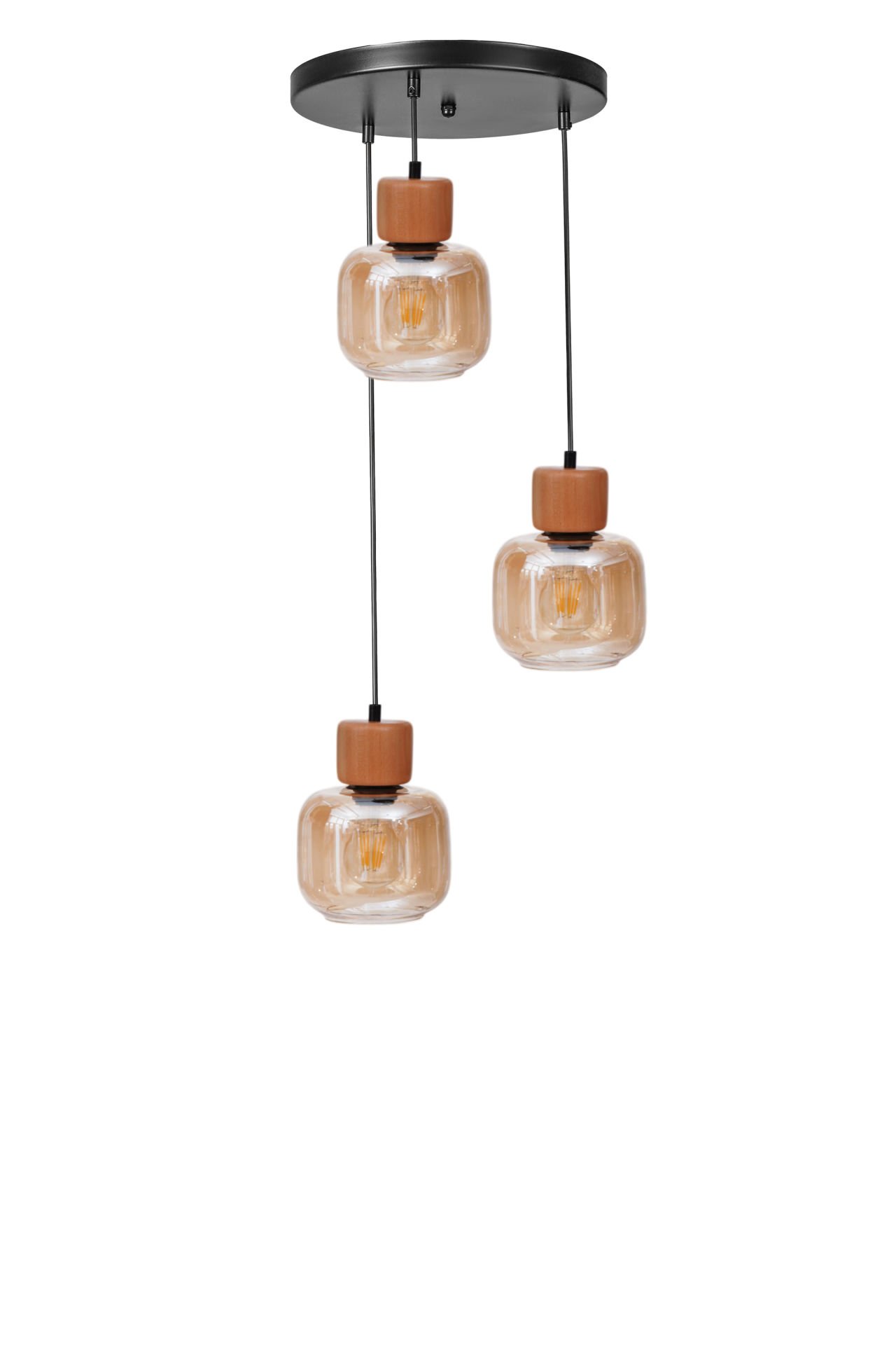 LİDYA 3 LÜ TEPSİLİ SİYAH BAL CAMLI SARKIT