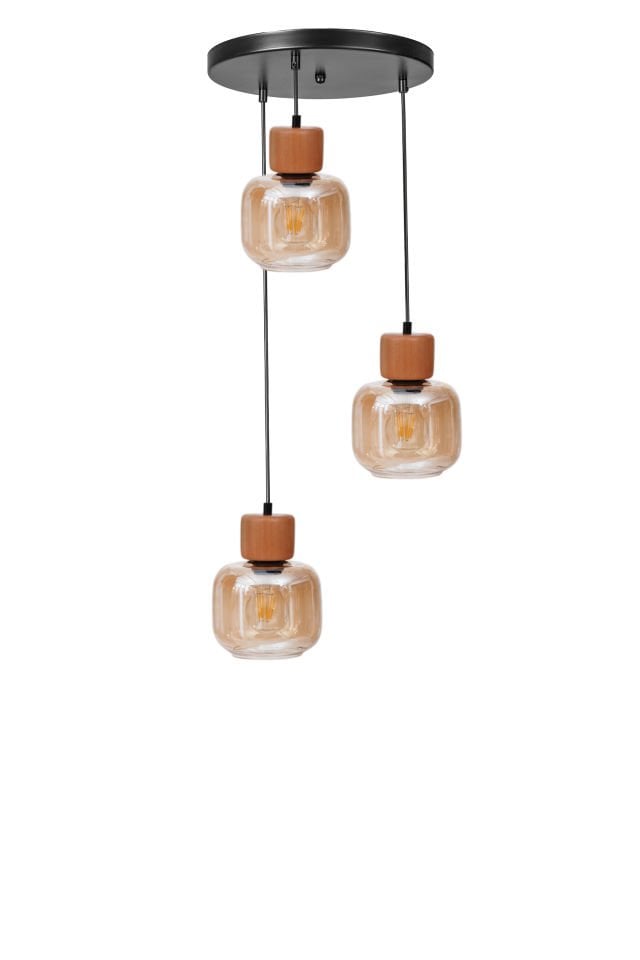 LİDYA 3 LÜ TEPSİLİ SİYAH BAL CAMLI SARKIT