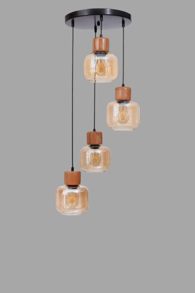 LİDYA 4 LÜ TEPSİLİ SİYAH BAL CAMLI SARKIT