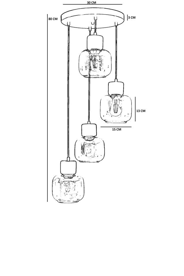 LİDYA 4 LÜ TEPSİLİ SİYAH BAL CAMLI SARKIT