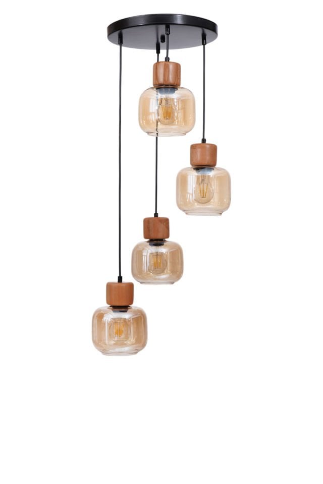 LİDYA 4 LÜ TEPSİLİ SİYAH BAL CAMLI SARKIT