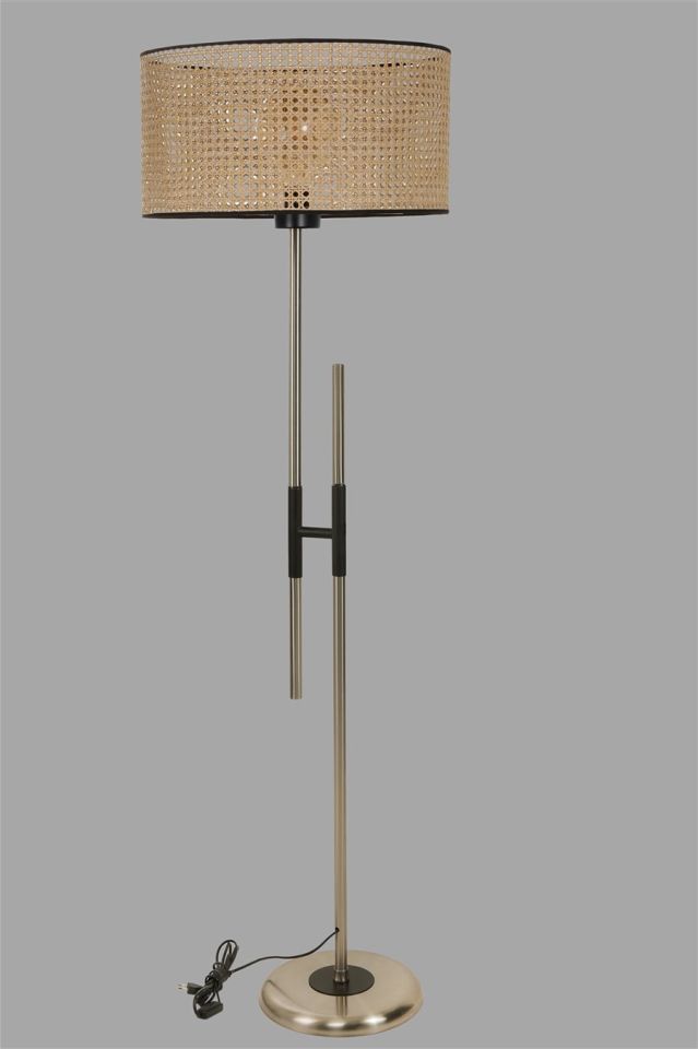 FELİX MAT KROM LAMBADER SİLİNDİR RATTAN ABAJURLU