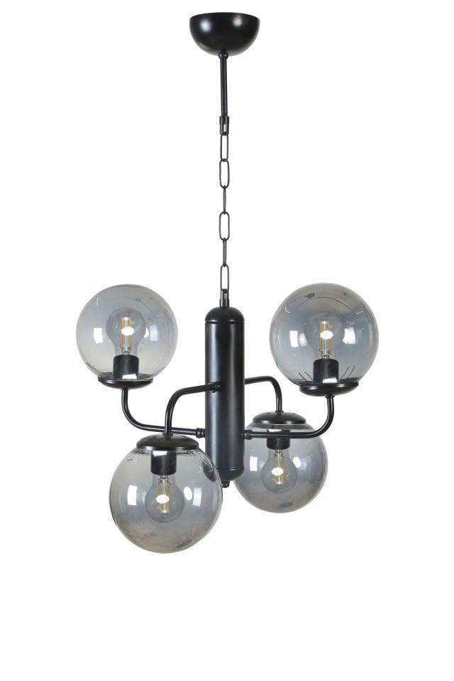 PEKİN 4 LÜ SİYAH FÜME CAMLI AVİZE