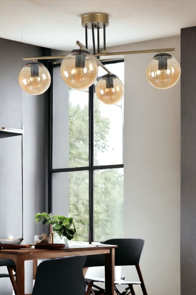 OSLO 4 LÜ ESKİTME BAL CAMLI AVİZE