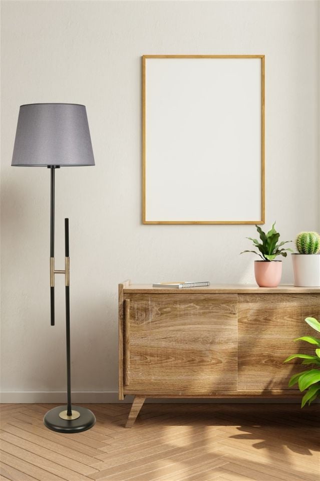 FELİX SİYAH LAMBADER PRAMİT HASIR GRİ ABAJURLU