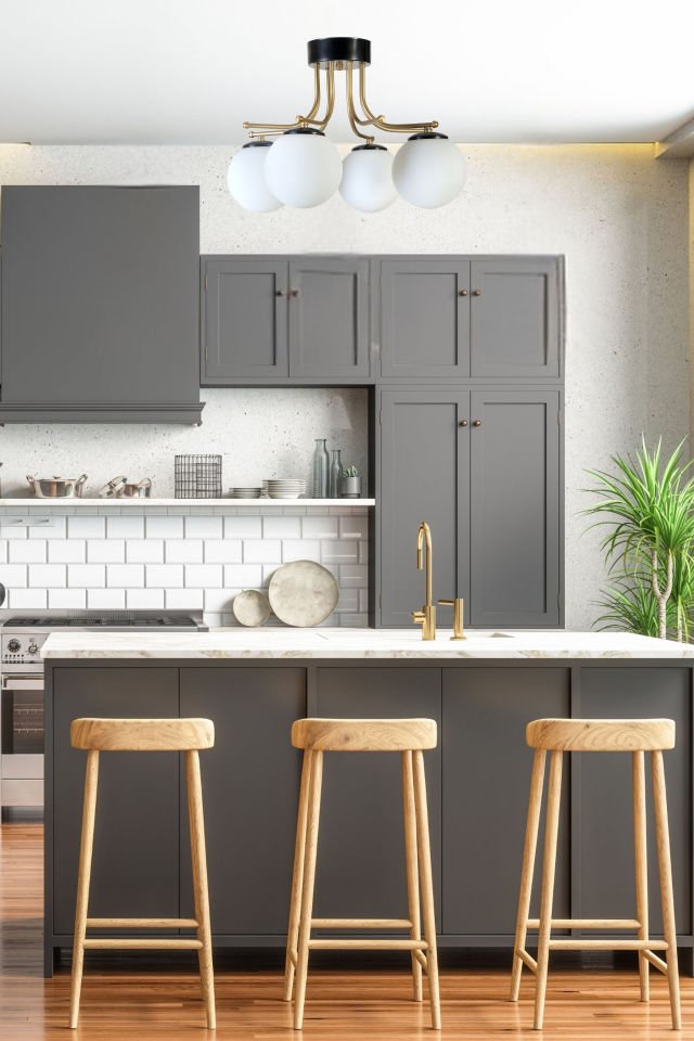 ROMA 4 LÜ SİYAH BEYAZ CAMLI AVİZE