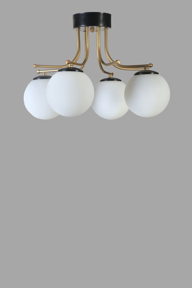 ROMA 4 LÜ SİYAH BEYAZ CAMLI AVİZE