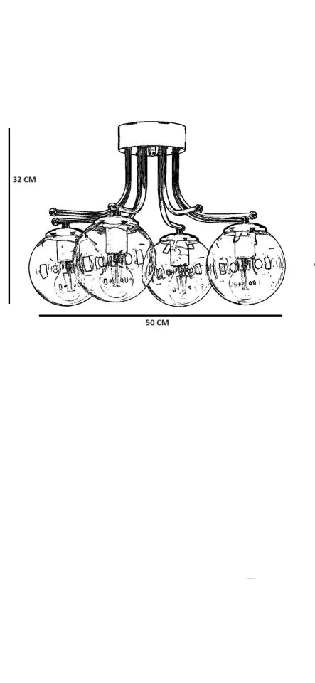 ROMA 4 LÜ SİYAH BEYAZ CAMLI AVİZE