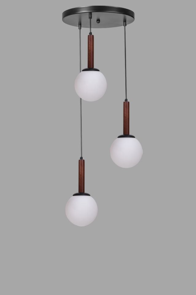 IŞIL 3 LÜ TEPSİLİ CEVİZ BEYAZ CAMLI SARKIT