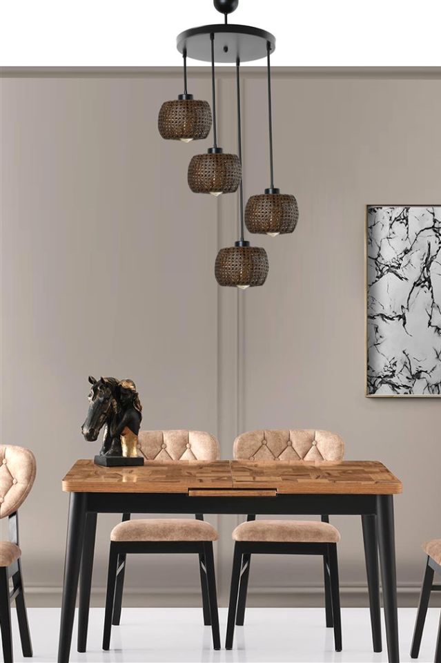 TIGER 4 LÜ TEPSİLİ CEVİZ RATTAN SARKIT
