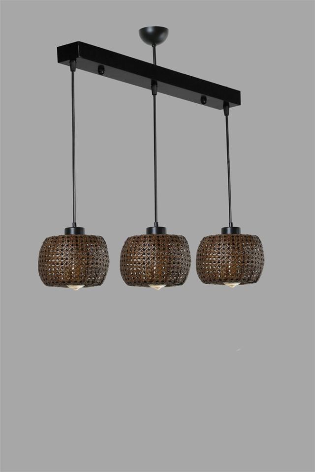 TIGER 3 LÜ SIRALI CEVİZ RATTAN SARKIT