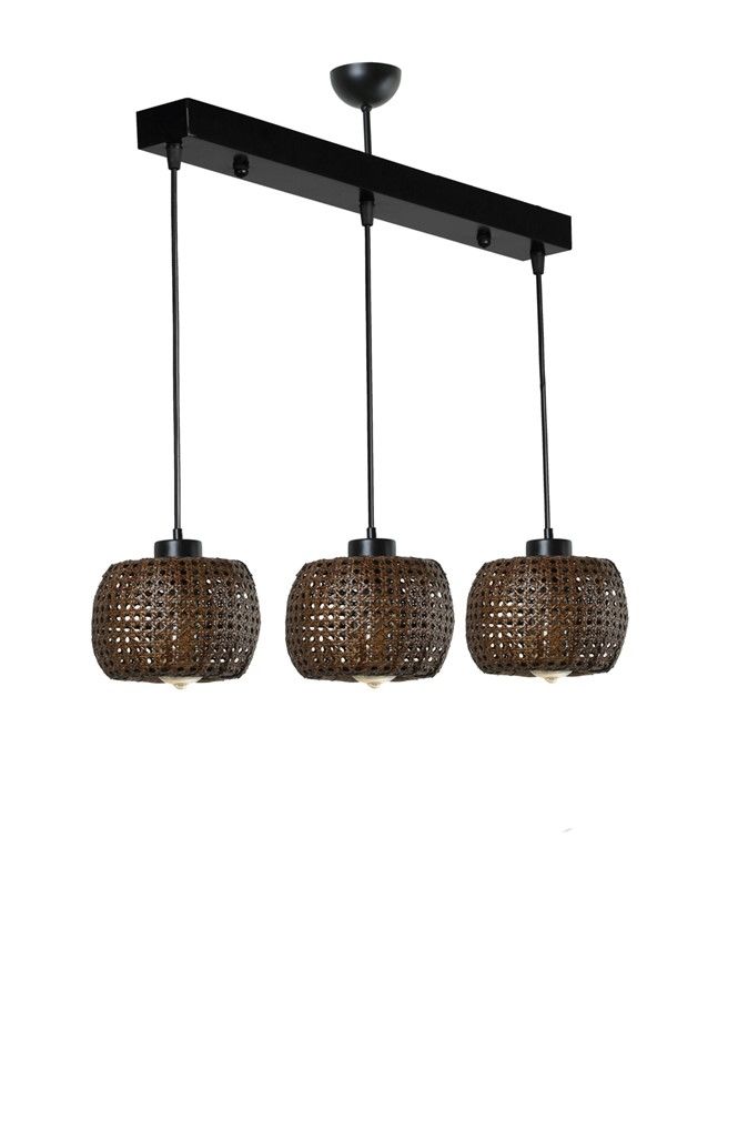 TIGER 3 LÜ SIRALI CEVİZ RATTAN SARKIT