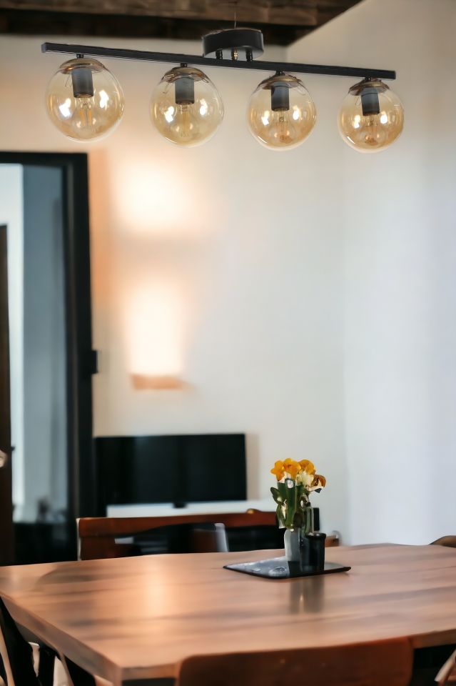 YENİ CAN 4 LÜ SİYAH BAL CAMLI AVİZE