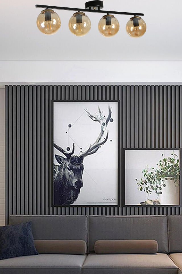 YENİ CAN 4 LÜ SİYAH BAL CAMLI AVİZE