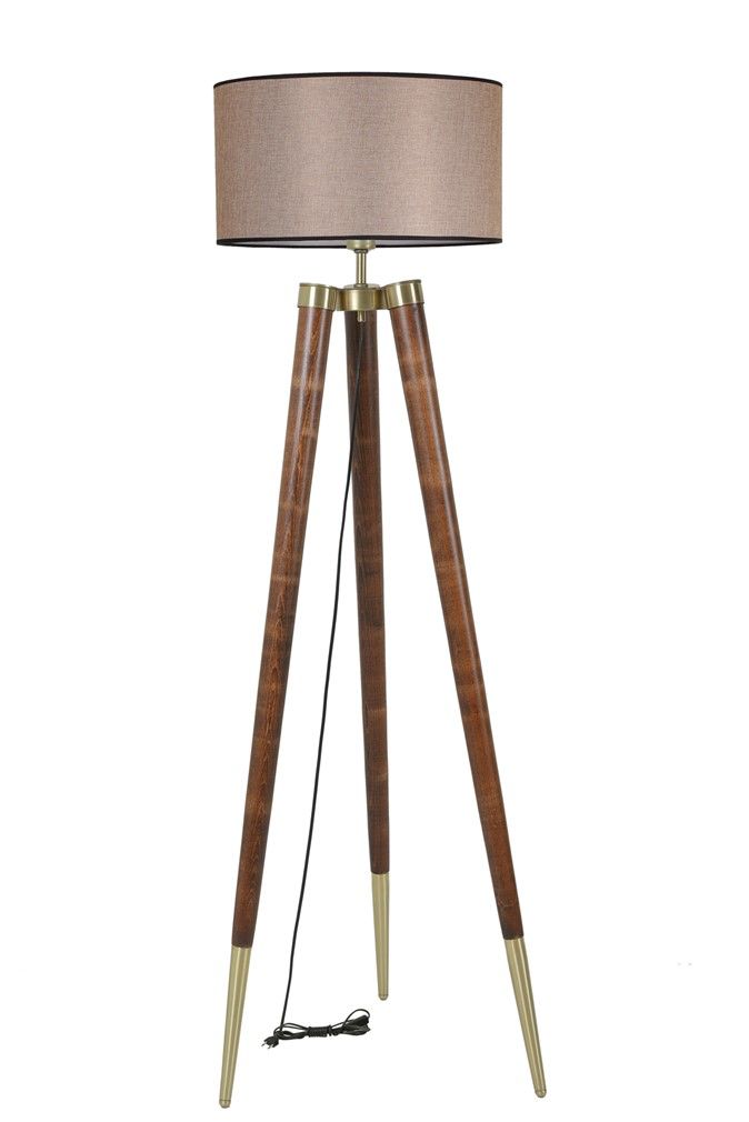 STİL CEVİZ LAMBADER SİLİNDİR KOYU HASIR ABAJURLU