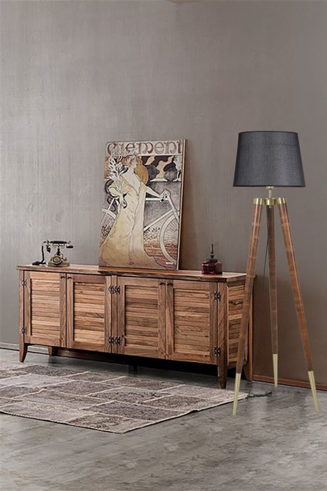 STİL CEVİZ LAMBADER PRAMİT HASIR SİYAH ABAJURLU