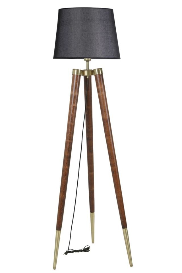 STİL CEVİZ LAMBADER PRAMİT HASIR SİYAH ABAJURLU