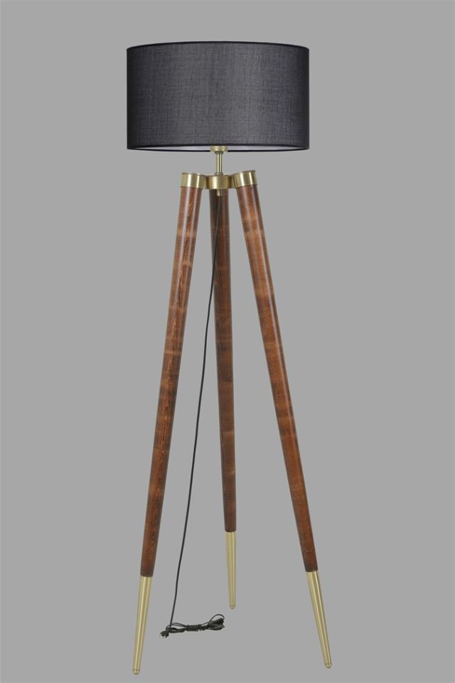 STİL CEVİZ LAMBADER SİLİNDİR HASIR SİYAH ABAJURLU