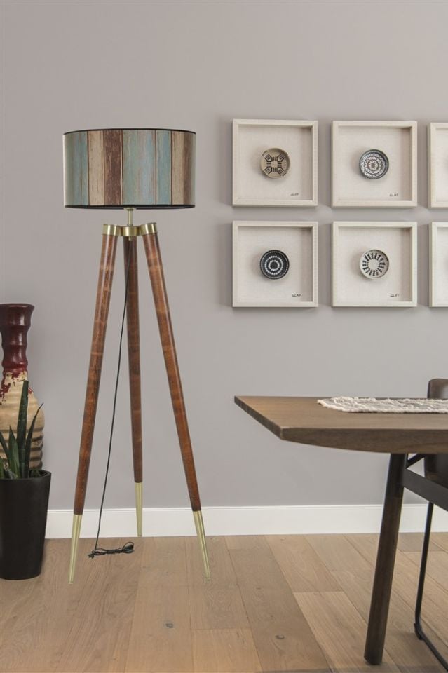 STİL CEVİZ LAMBADER SİLİNDİR RENKLİ ABAJURLU