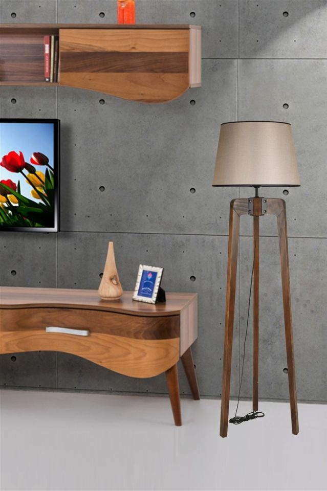 ÇAĞLA CEVİZ LAMBADER PRAMİT AÇIK HASIR ABAJURLU