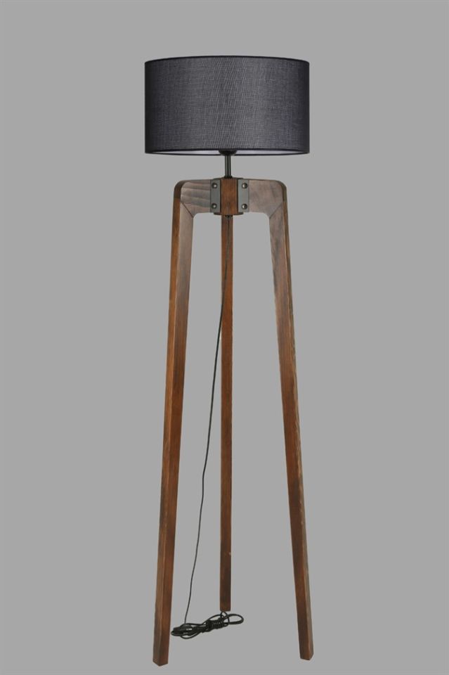 ÇAĞLA CEVİZ LAMBADER SİLİNDİR HASIR SİYAH ABAJURLU