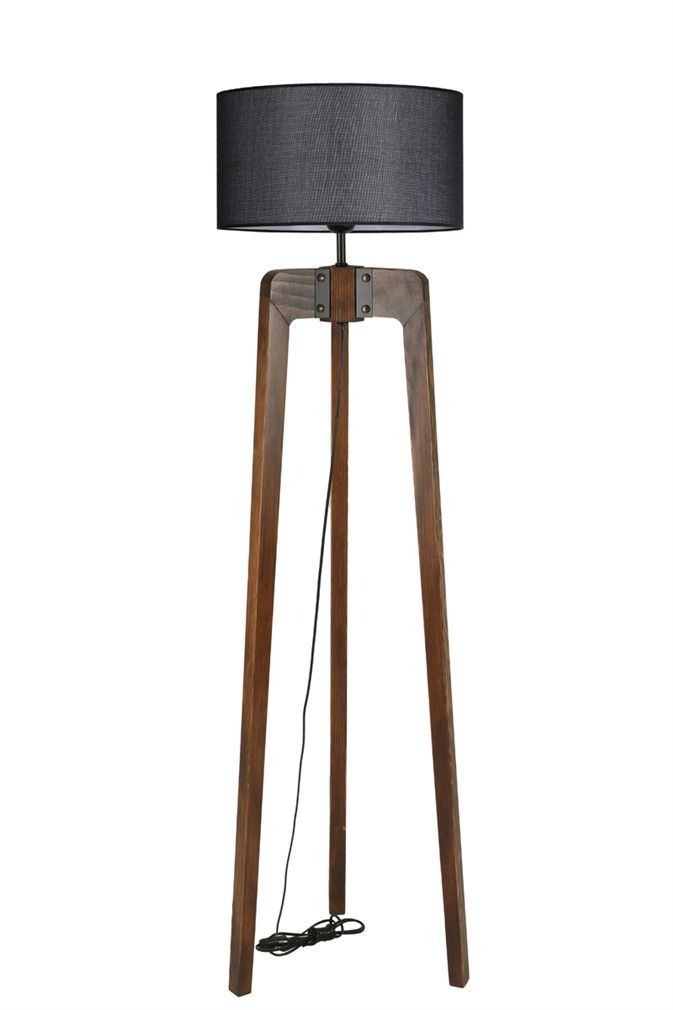 ÇAĞLA CEVİZ LAMBADER SİLİNDİR HASIR SİYAH ABAJURLU