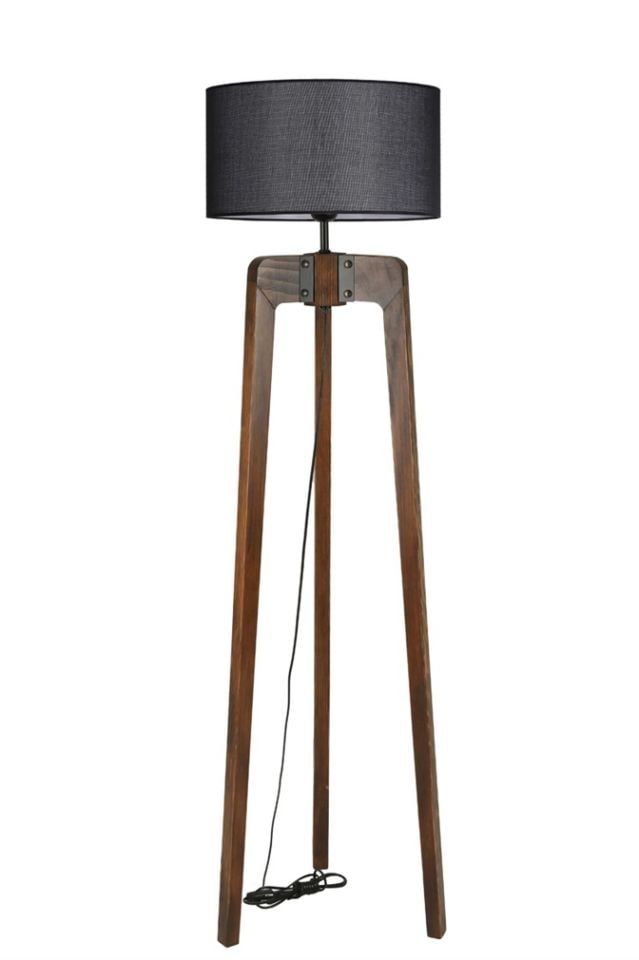 ÇAĞLA CEVİZ LAMBADER SİLİNDİR HASIR SİYAH ABAJURLU