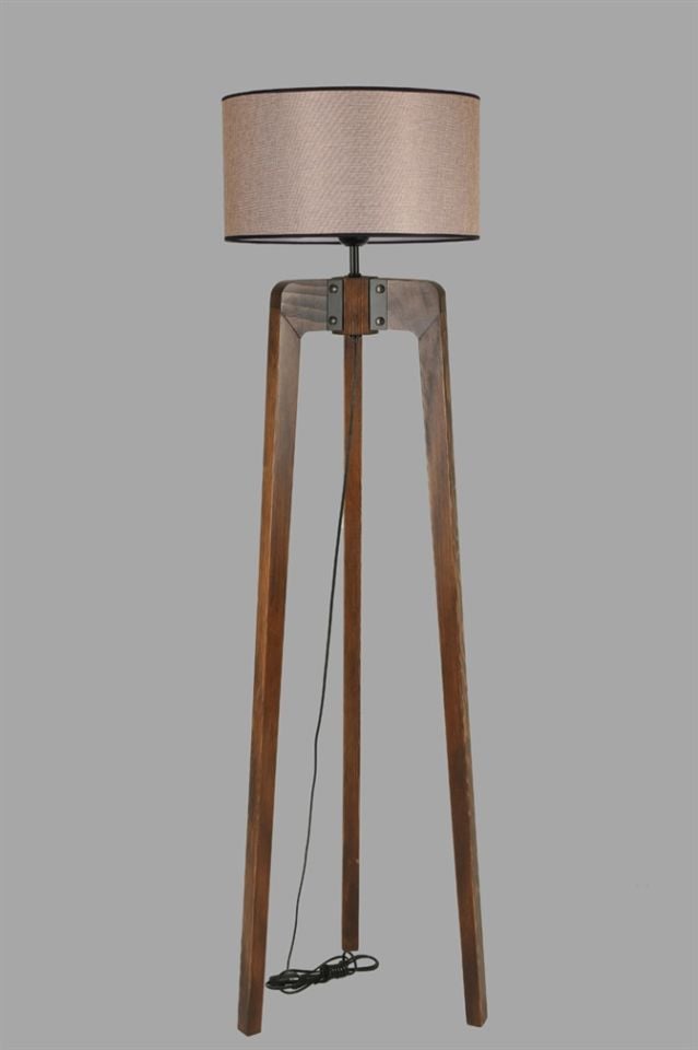 ÇAĞLA CEVİZ LAMBADER SİLİNDİR KOYU HASIR ABAJURLU