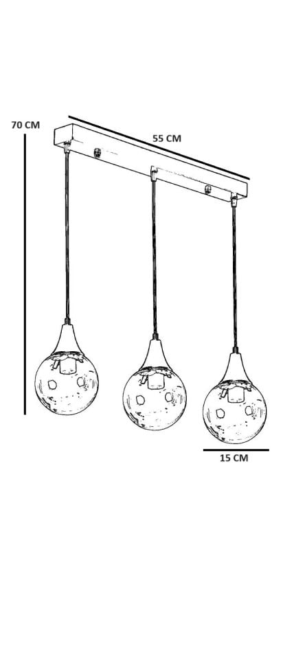 AFRA 3 LÜ SIRALI ESKİTME BEYAZ CAMLI SARKIT