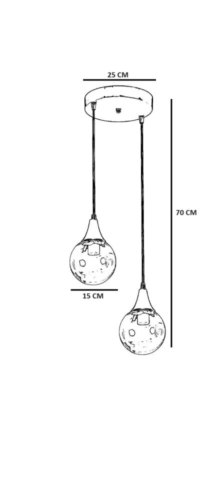 AFRA 2 Lİ TEPSİLİ SİYAH FÜME CAMLI SARKIT