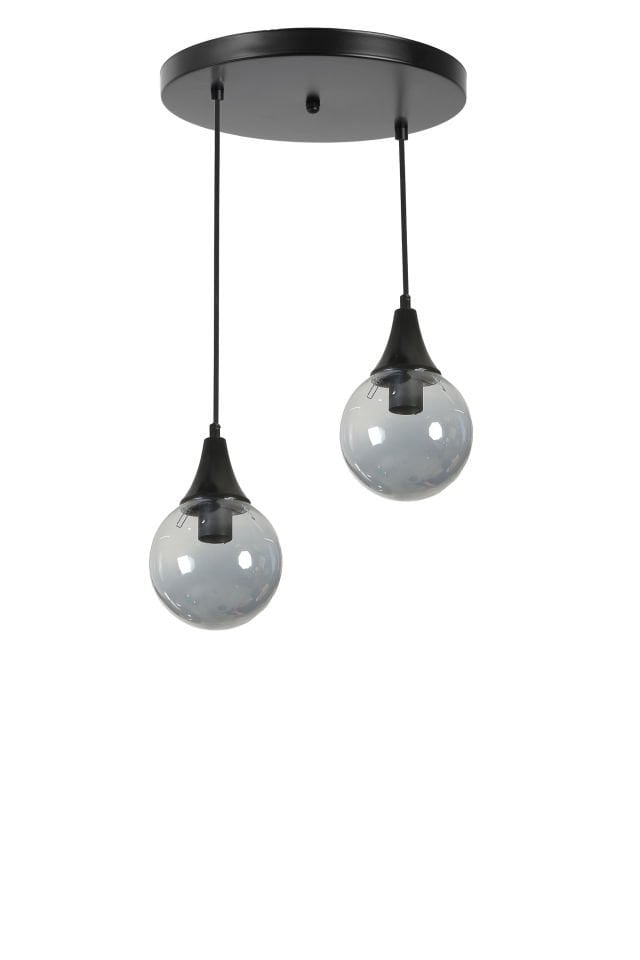 AFRA 2 Lİ TEPSİLİ SİYAH FÜME CAMLI SARKIT