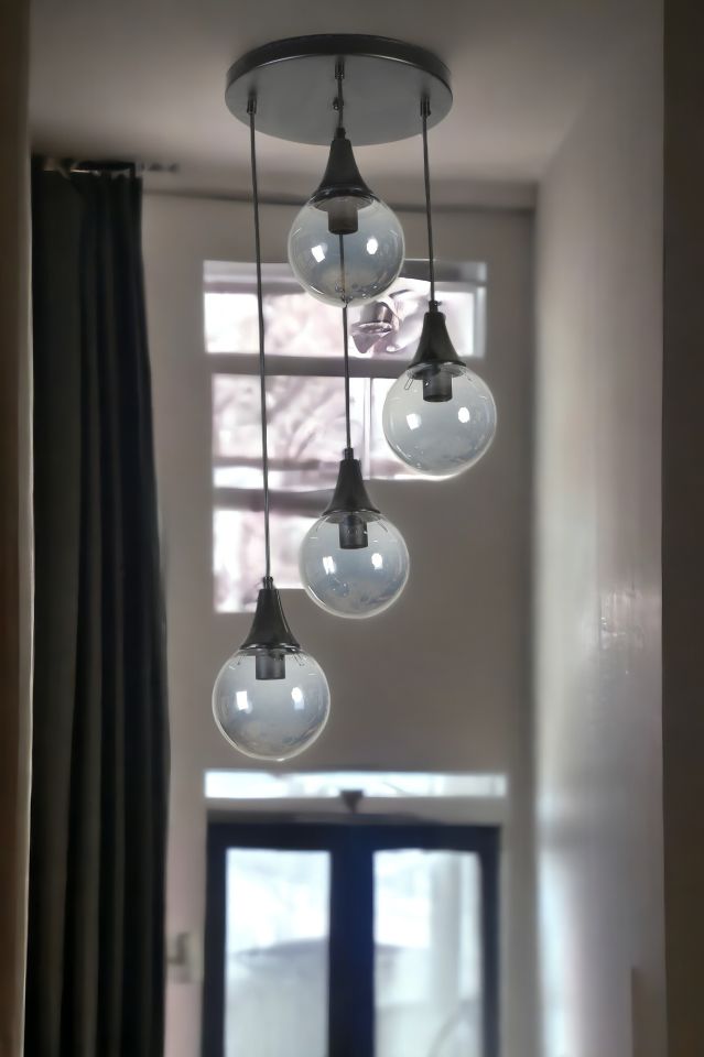 AFRA 4 LÜ TEPSİLİ SİYAH FÜME CAMLI SARKIT