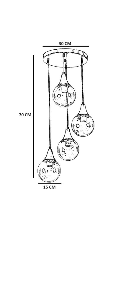AFRA 4 LÜ TEPSİLİ SİYAH FÜME CAMLI SARKIT