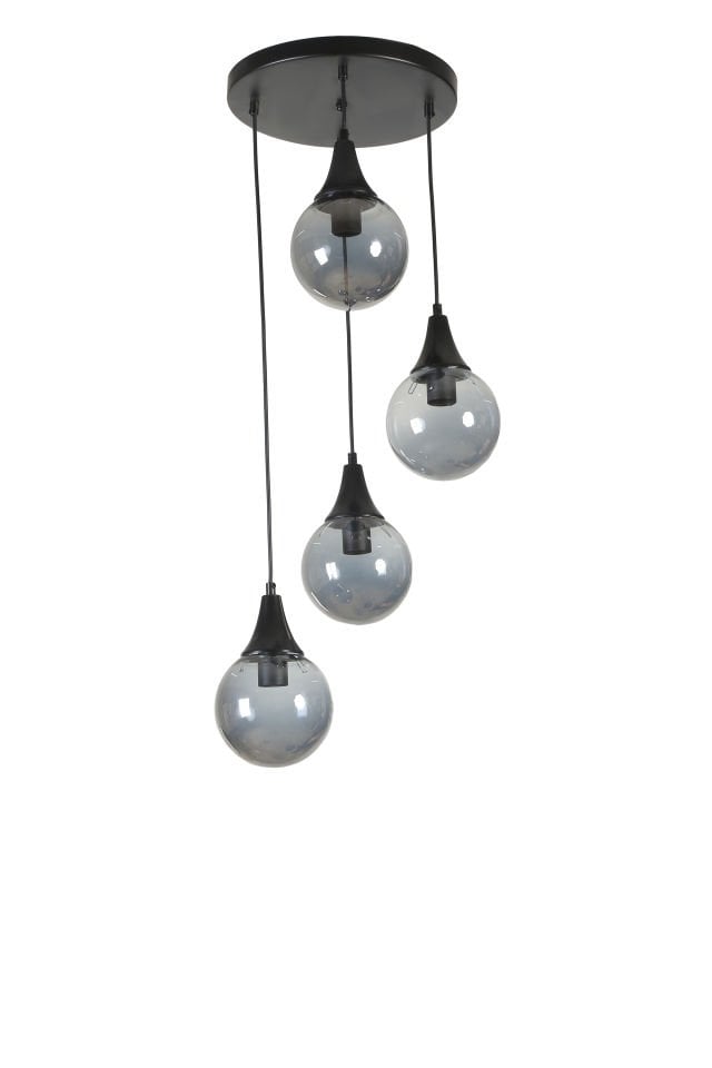 AFRA 4 LÜ TEPSİLİ SİYAH FÜME CAMLI SARKIT