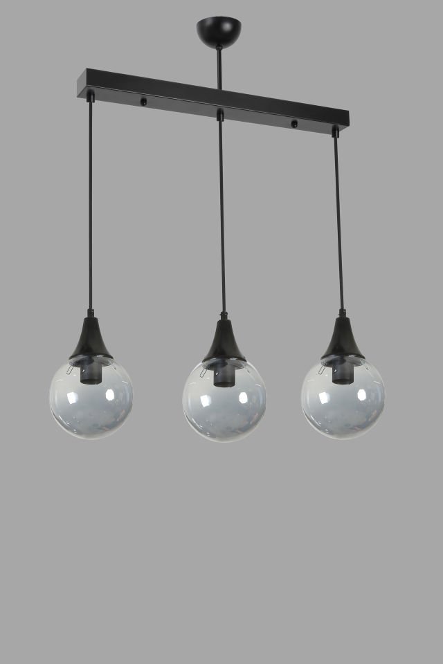 AFRA 3 LÜ SIRALI SİYAH FÜME CAMLI SARKIT