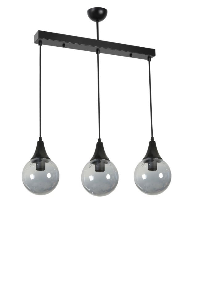 AFRA 3 LÜ SIRALI SİYAH FÜME CAMLI SARKIT