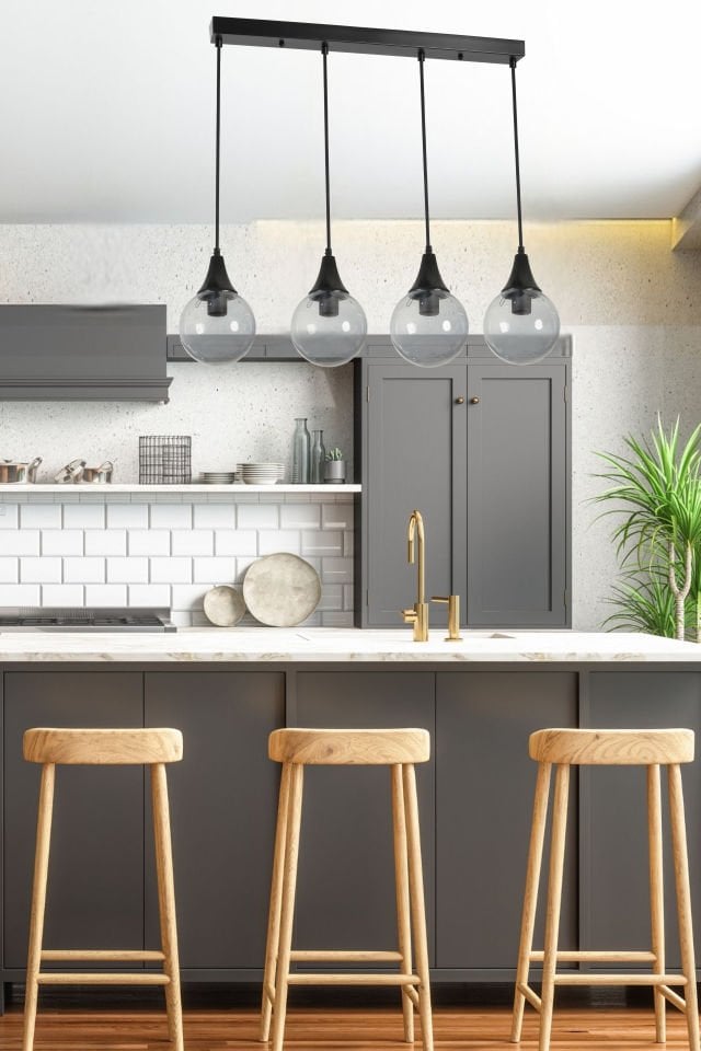 AFRA 4 LÜ SIRALI SİYAH FÜME CAMLI SARKIT