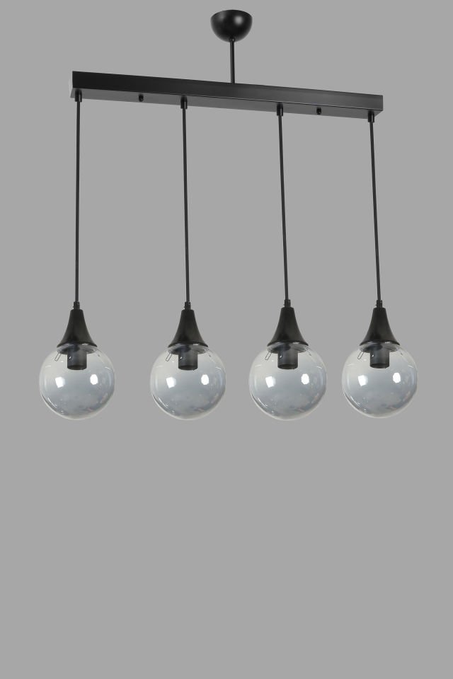 AFRA 4 LÜ SIRALI SİYAH FÜME CAMLI SARKIT