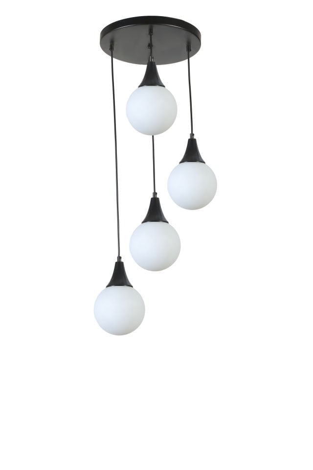 AFRA 4 LÜ TEPSİLİ SİYAH BEYAZ CAMLI SARKIT