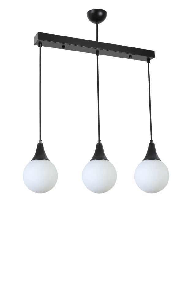 AFRA 3 LÜ SIRALI SİYAH BEYAZ CAMLI SARKIT