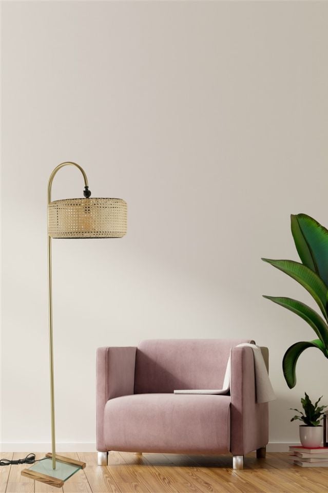 KUMRU ESKİTME LAMBADER SİLİNDİR RATTAN ABAJURLU