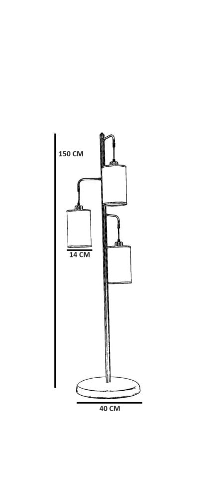 JOZEF 3 LÜ ESKİTME KOYU HASIR ABAJURLU LAMBADER