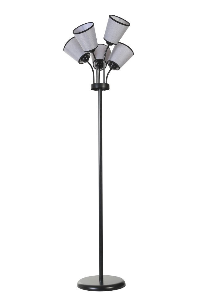 GÜNEŞ 5 Lİ SİYAH HASIR GRİ ABAJURLU LAMBADER