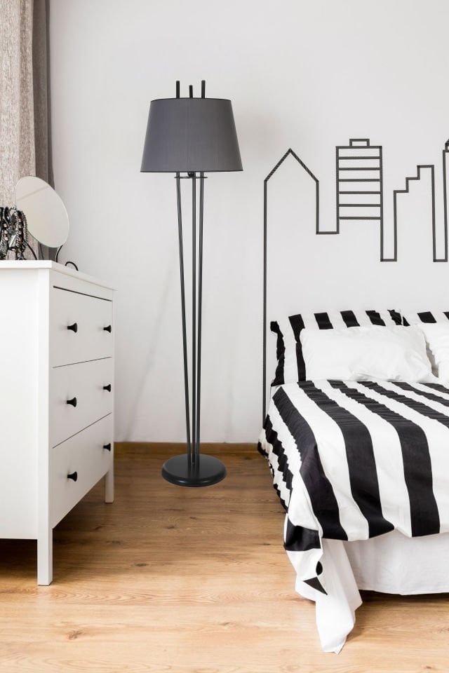 BELEN SİYAH LAMBADER PRAMİT KOYU GRİ ABAJURLU